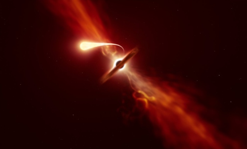 Stjärna slits sönder av supermassivt svart hål.